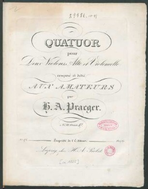 Quatuor pour Deux Violons, Alto et Violoncelle : No. VI. ; Oeuv: 47.