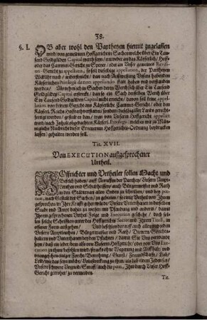 Tit. XVII. Von Execution außgesprochener Urtheil