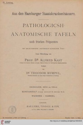 Heft 4: Pathologisch-anatomische Tafeln