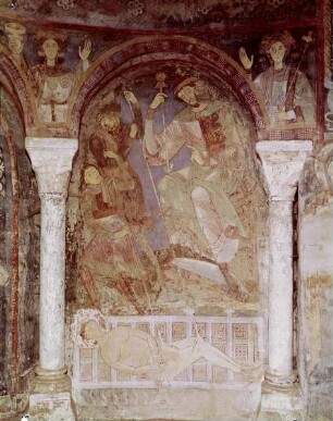 Traditio legis, umgeben von Heiligen, Aposteln und Märtyrern — Märtyrerszenen des heiligen Blasius und des heiligen Laurentius — Szenen aus dem Martyrium des heiligen Laurentius