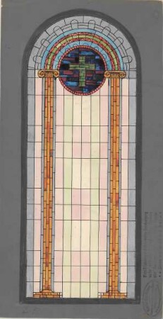 farbige Zeichnungen zu einem Kirchenfenster aus einer nicht bezeichneten Kirche