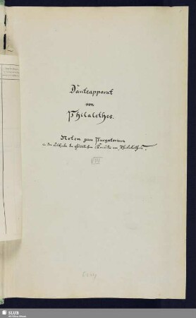 8: Noten zum Purgatorium in der Ausgabe der Göttlichen Komödie von Philalethes - Mscr.Dresd.e.91,Bd.8