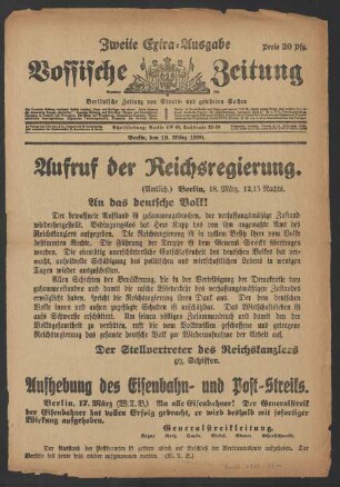 Aufruf der Reichsregierung. An das deutsche Volk! Der bewaffnete Aufstand ist zusammengebrochen