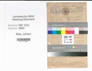 Entnazifizierung Johann Mais , geb. 17.09.1887 (Kriminalbeamter)
