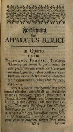 Biblisch-exegetische Bibliothec : das ist, richtiges Verzeichniß, zulängliche Beschreibung, und bescheidene Beurtheilung der dahin gehörigen vornehmsten Schriften welche in M. Michael Lilienthals ... Bücher-Vorrath befindlich sind. 1748, 3