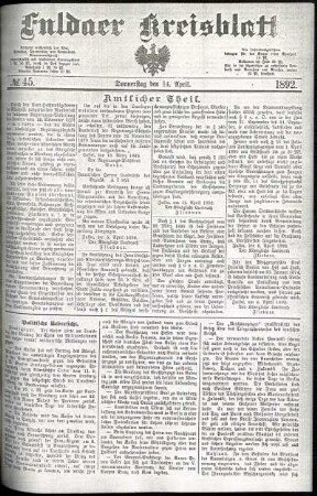 Ausgabe vom Donnerstag, den 14. April 1892.