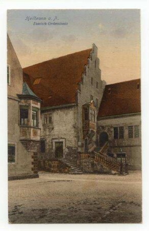"Deutsch-Ordenshaus" - kleiner Deutschhof mit Freitreppe, Staffelgiebelhaus und Komturwappen-Erker (color)