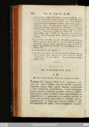 Caput II. De Attributis Dei.