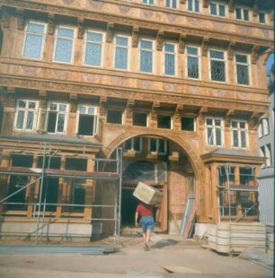 Hildesheim. Knochenhauer Amtshaus. Abgeschlossene Außenarbeiten und Beginn der inneren Ausbauarbeiten