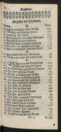Register der Psalmen.