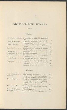 Índice del tomo tercero