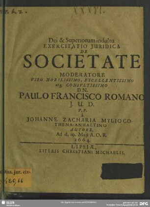 Exercitatio juridica de societate