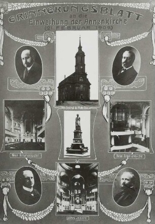 Erinnerungsblatt an die Einweihung der Annenkirche (21. Februar 1909)