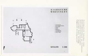 Eigentumswohnungen am Lietzensee, Berlin-Charlottenburg (Diplomarbeit bei Peter Poelzig): Grundriss Kellergeschoss 1:100