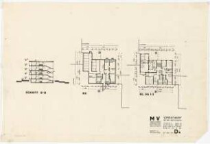 Märkisches Viertel, Wilhelmsruher Damm, Finsterwalder Straße, Berlin-Reinickendorf: Grundrisse, Schnitt Typ D4, Vorentwurf 1:200