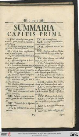 Summaria capitis primi
