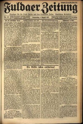 Ausgabe vom Donnerstag, den 04. August 1927.