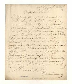 Brief von Johann Lorenz Schmidmer an Joseph Heller