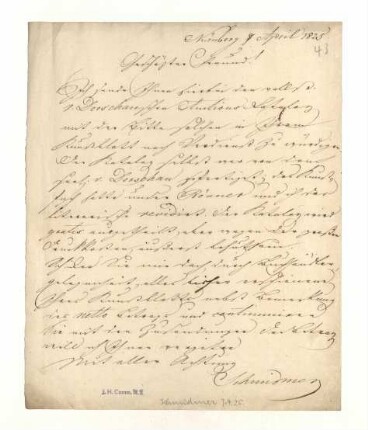 Brief von Johann Lorenz Schmidmer an Joseph Heller