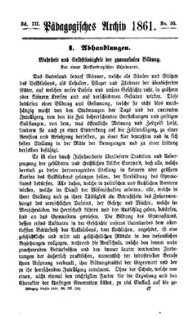 Wahrheit und Selbständigkeit der gymnasialen Bildung