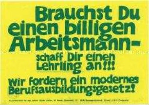 Handzettel der SDAJ gegen die Ausbeutung von Lehrlingen