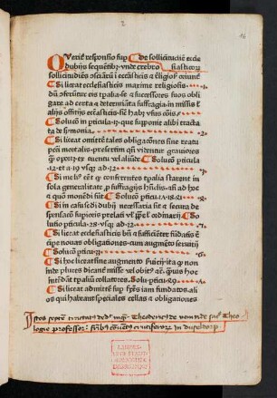 De sollicitudi[n]e ecclesiastico[rum]. [Q]Verit[ur] responsio sup[er] dubijs seque[n]tib[us] vnde crebro sollicitudi[n]es ...