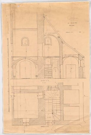 Evangelische Kirche, Maltsch: Grundriss OG und Schnitt C-D 1:20 (von Inv.Nr. 2544)