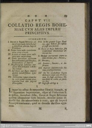 Caput VII. Collato Regis Bohemiae Cum Aliis Imperii Principibus