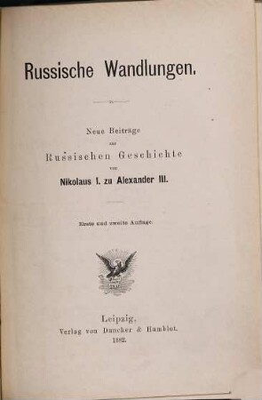 Russische Wandlungen : neue Beiträge zur russischen Geschichte von Nikolaus I. zu Alexander III.