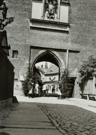 Bautzen, Ortenburg, Matthiasturm, Stadtseite der Durchfahrt