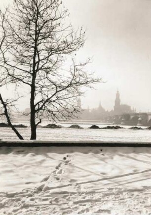 Dresden. Blick vom Neustädter Ufer über die Elbe zur Altstadt