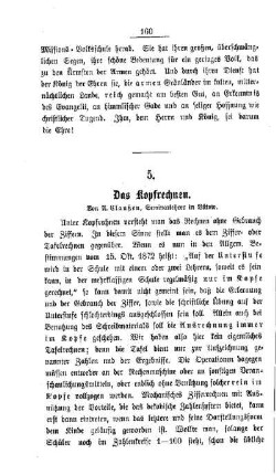 Das Kopfrechnen