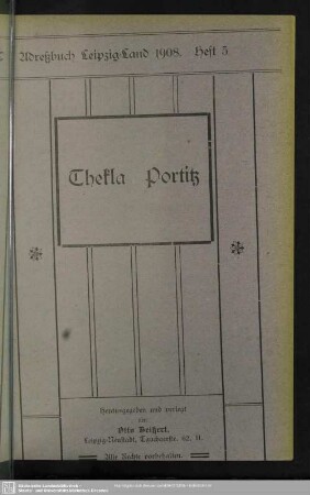 Heft 5. Thekla. Portitz