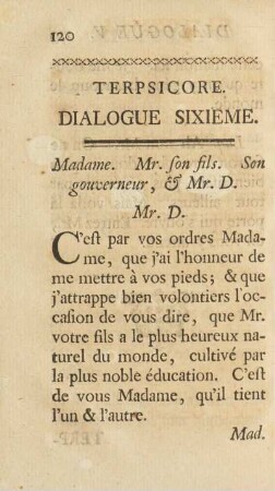 Terpsicore. Dialogue Sixieme.
