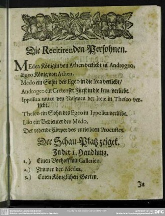 Die Recitirenden Persohnen