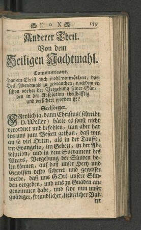 Anderer Theil. Von dem Heiligen Nachtmahl.