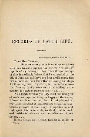Records of later life : in three volumes, 1