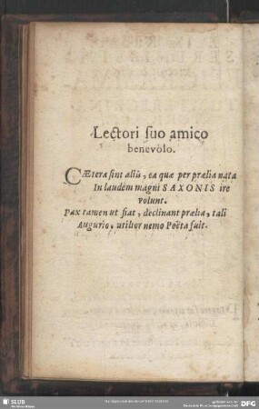 Lectori suo amico benevolo