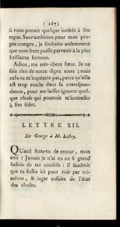 Lettre XII. Sir George à Lesley.