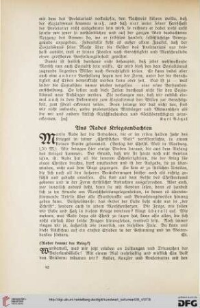 Aus Rades Kriegsandachten