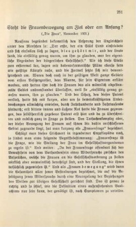 Steht die Frauenbewegung am Ziel oder am Anfang?