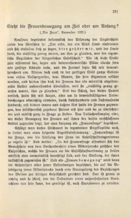 Steht die Frauenbewegung am Ziel oder am Anfang?