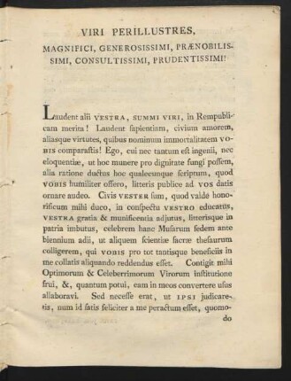 Vir Perillustres, Magnifici, Generosissimi, ...