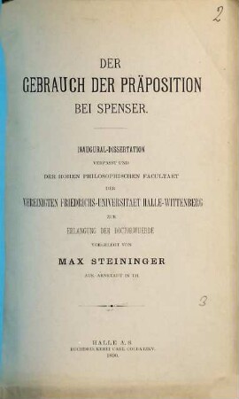 Der Gebrauch der Präposition bei Spenser
