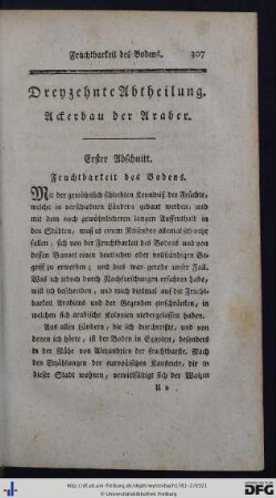Dreyzehnte Abtheilung. Ackerbau der Araber.