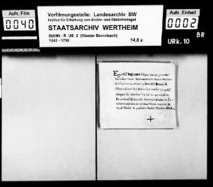 Fr. Nivard (Nivardus) Häffner, Laie zu Bronnbach, gelobt den Satzung und Regeln des hl. Benediktus Treue und Gehorsam.