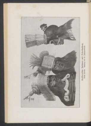 Kalifornische Indianer mit Federkopfputz. - [Illustration] : Nach Choris. Anfang des 19. Jahrhunderts.
