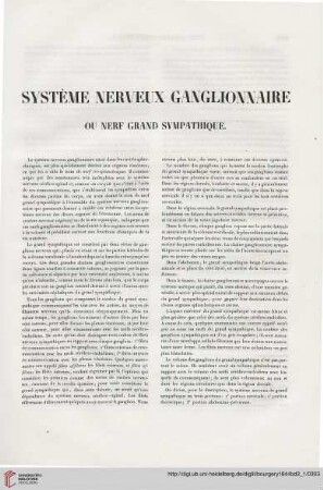Système nerveux ganglionnaire ou nerf grand sympathique