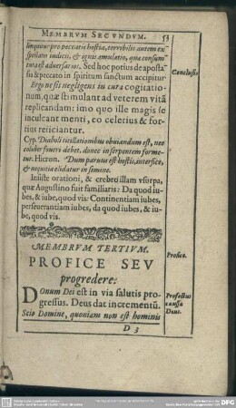 Membrum Tertium. Profice Seu progredere