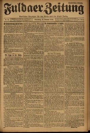 Ausgabe vom Dienstag, den 15. Januar 1924.